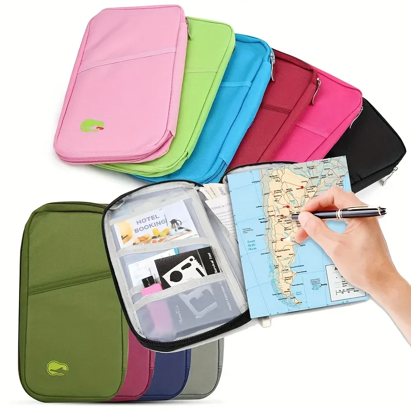 Travel Passport Holder Multi-Functional Wallet-Style Travel Document Holder Men's Women's Style Passport Wallet Organizer Bag