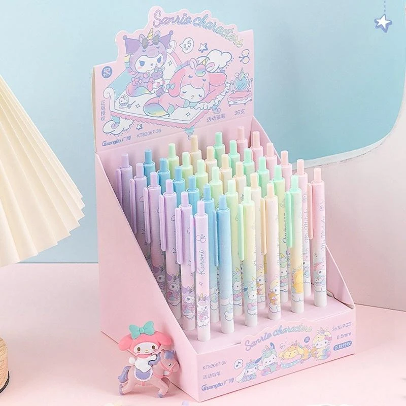 

Sanrio 12/36pcs Kawaii Unicorn Mechanical Pencil Kulomi Mechanical Pencil Student Cute Cartoon 0.5mm School Office Stationery