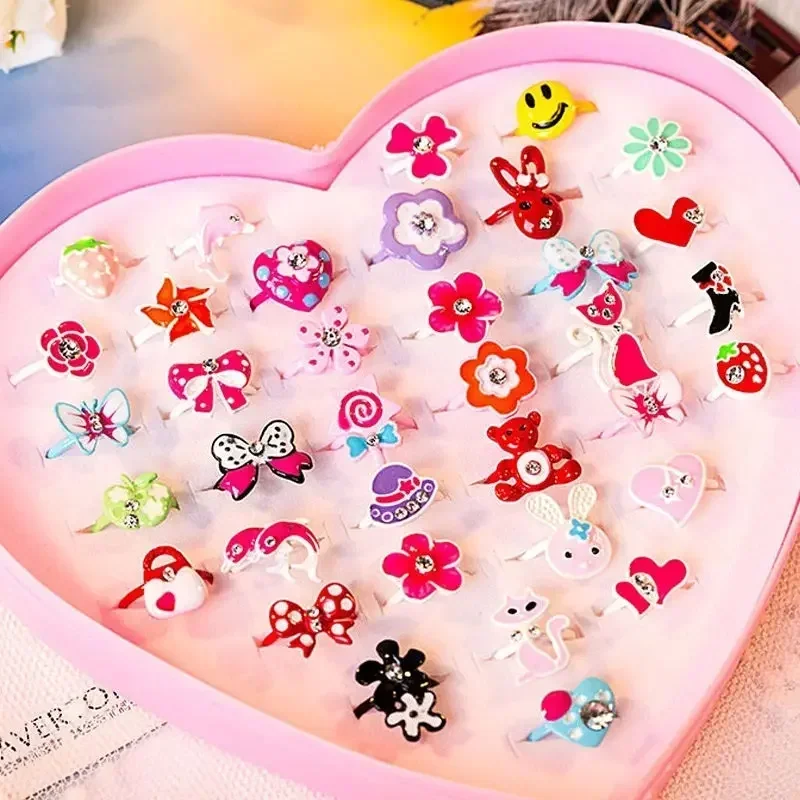 Ring Set 10pcs/lot Love Kids Cute Sweet Rings Design Flower Animal Fashion Jewelry Accessories Girl Child Gifts Finger Rings FS114