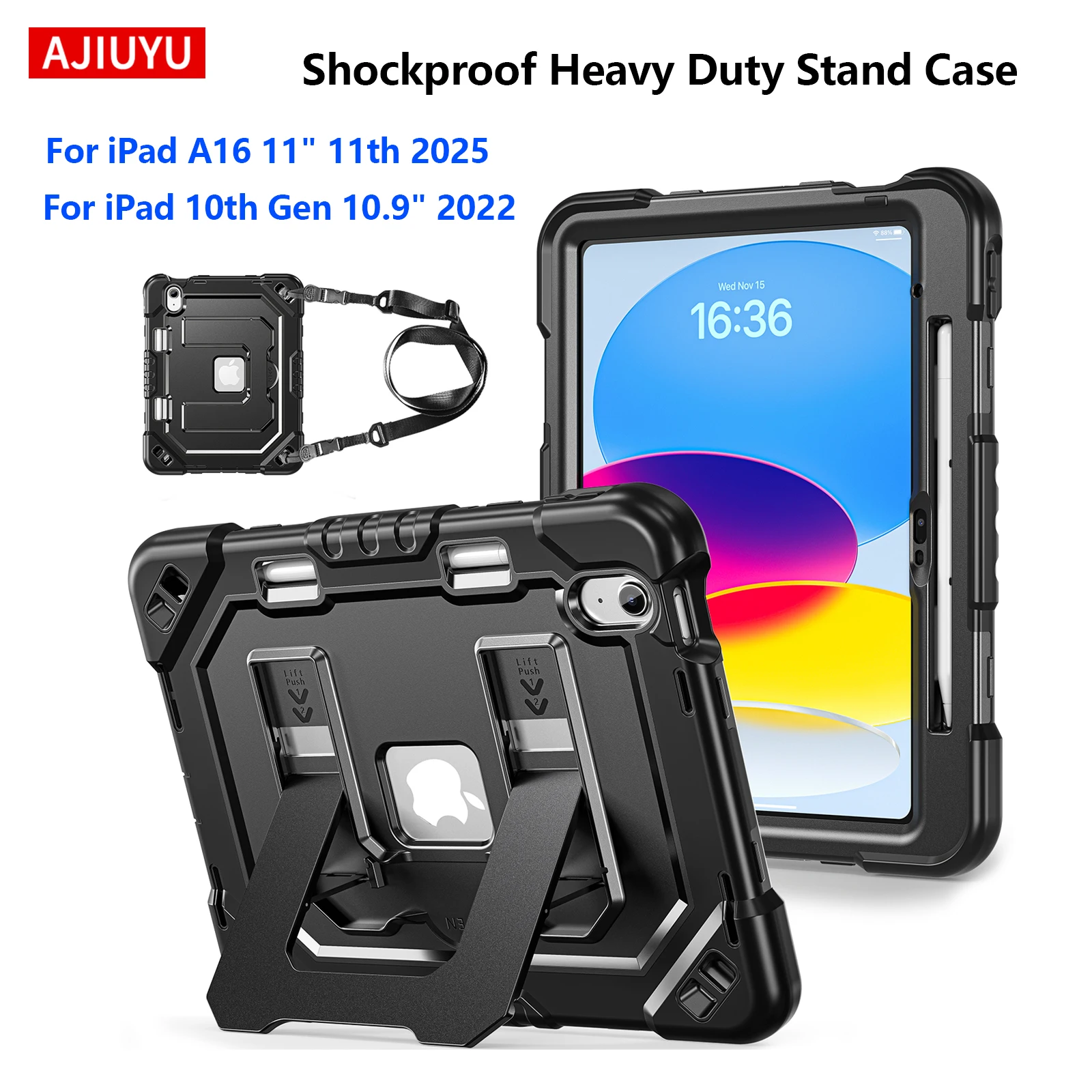 Enhanced Shockproof Smart Case with Shoulder Strap