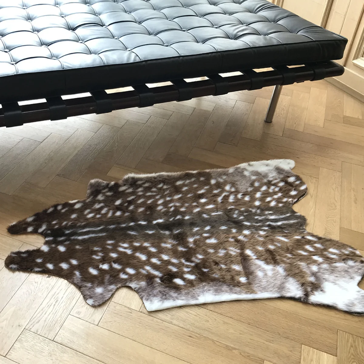 Sika Deer Faux Leather Rugs Imitation Animal Skin Natural Leather Carpets Floor Mat Carpet Home Decor 110x90cm 190x150cm floor mat shaggy rugs