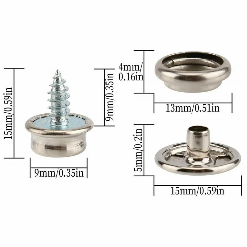 🔘 Packs De Broches A Presión YKK Autoadhesivos 40mm Y 25mm – Base Abovedada Para Lona Y Dosel