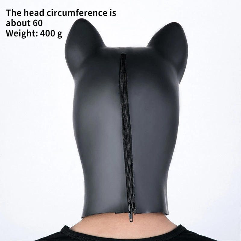 Lattice Cane Maialino Naturale Copricapo Morbida Pelle Verniciata Maschera Nera BDSM Divertimento Bondage Schiavo M_voghion.com