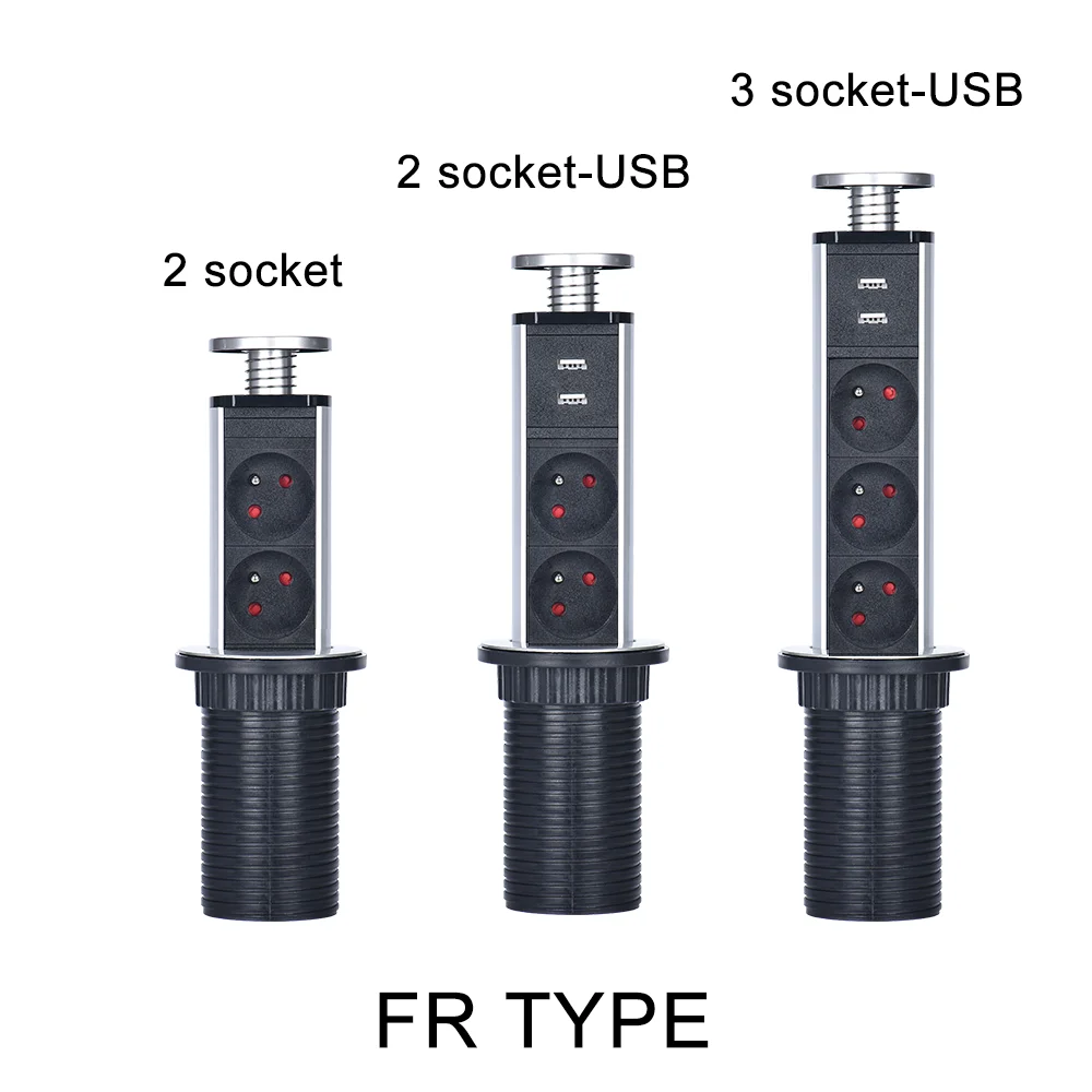 Concealed Power Socket with USB for Kitchen and Desktop Installation