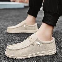 Men Shoes Casual Canvas Loafers Shoes Light Breathable Flats Leisure Male Vulcanized Shoes Walking Sneakers Plus Size 39-46
