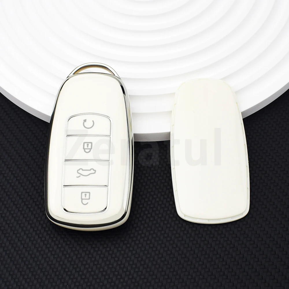 Soft TPU Car Smart Key Case Cover and Keychain Protector - Premium Car Accessories