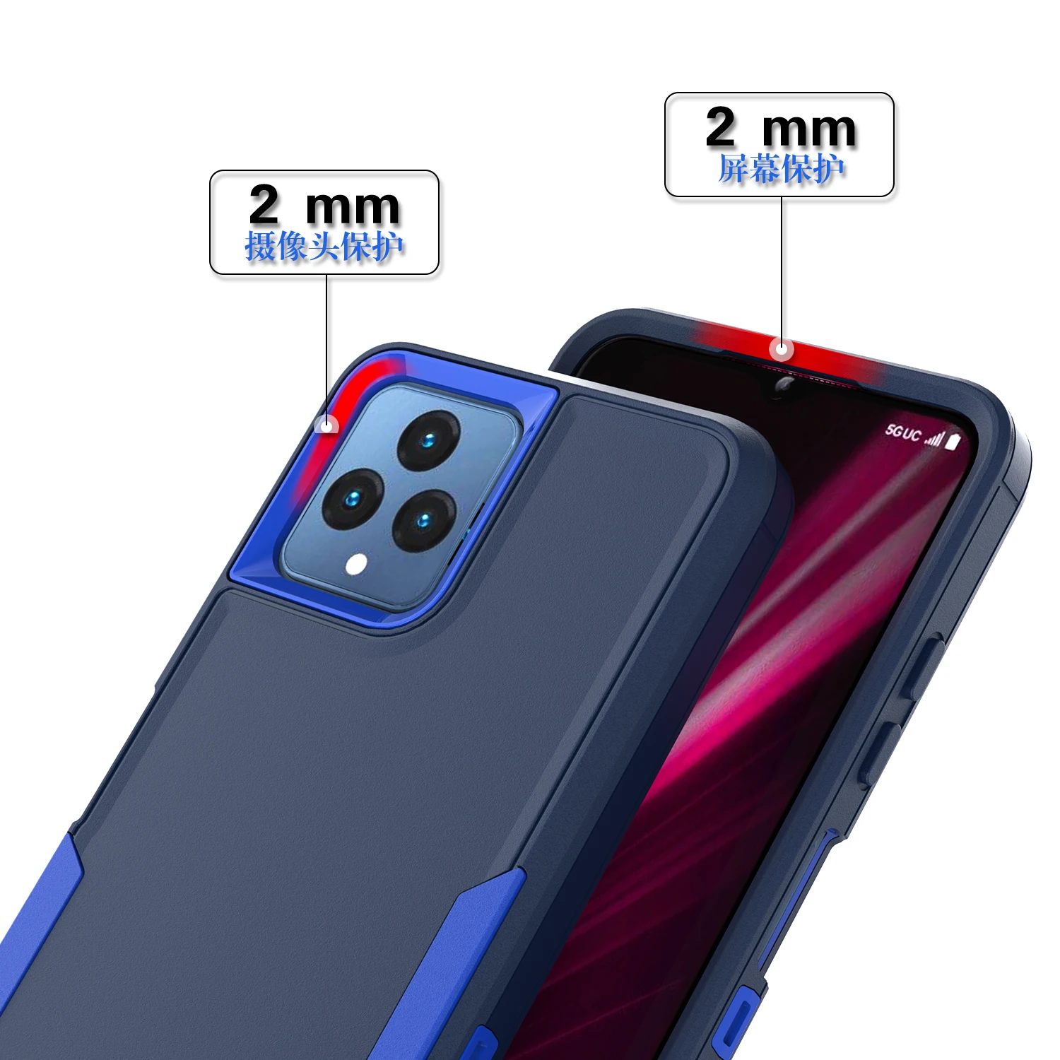 2 in 1 Heavy Duty Armor Shockproof Phone Case For T-Mobile REVVL 6 5G 6.5 inches Hard Plastic Frame TPU Protective Back Cover 3