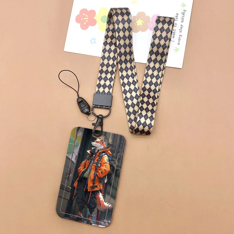 Versatile Animal Print Lanyard with ID Badge Holder & Charm