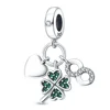 925 Sterling Silver Green Series Four-leaved Clover Pendant Fine Beads Fit Original 925  Bracelet Charms Women Jewelry 4