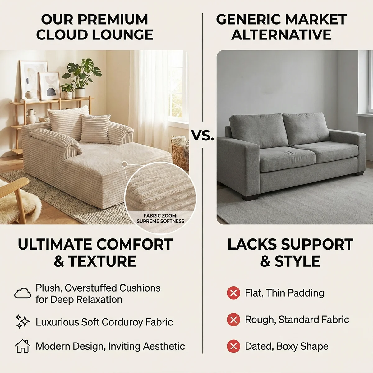 High Resilience Reclining Sofa Chair, Indoor Frameless Sofa Bed, Deep Seating Sleeper, Reading & Movie Lounge Chair, Cloud Soft