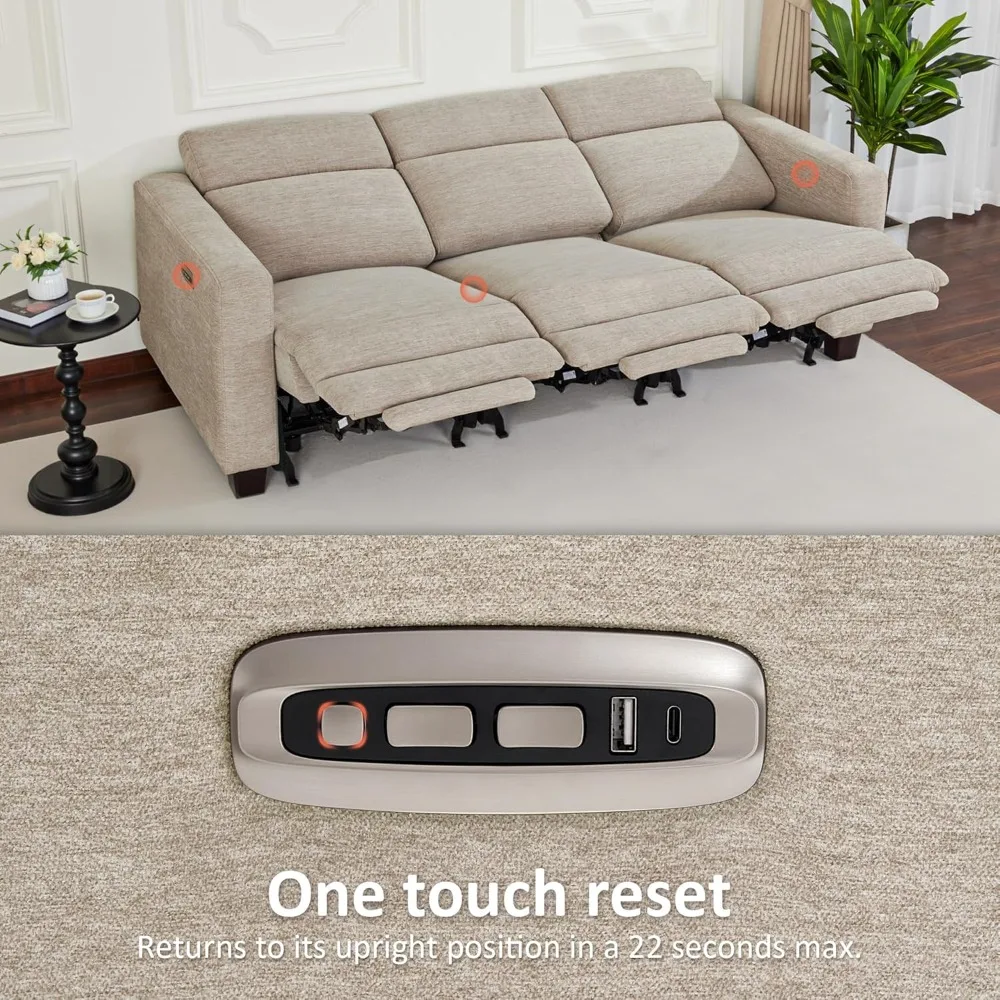 zero wall recliner sofa, power reclining sofa, wall hugger power recliner sofa with adjustable headrest, usb & type c ports, fo