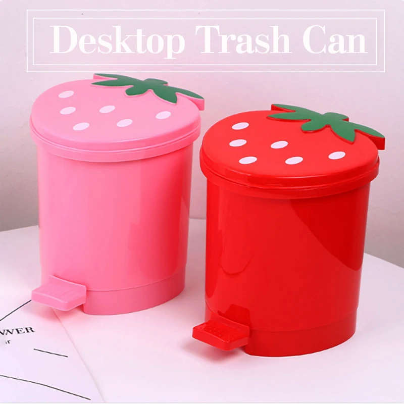 Mini niedlich Desktop Mülleimer mit Deckel Erdbeere Mülleimer für