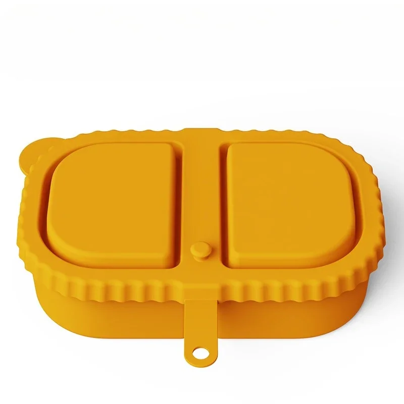 1-5PCS Portable Silicone Double Compartment Seasoning Box, Sauce Box, Lid, Silicone Snack Box, Household Outdoor Small Tool