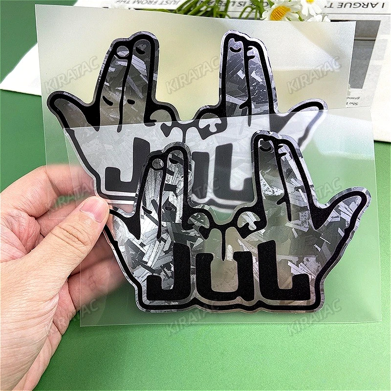 Funny JUL Finger Motorcycle Stickers Waterproof for Motorbike Bike Helmet DIY Scooter Fuel Tank Fairing Vinyl Decal 1PC