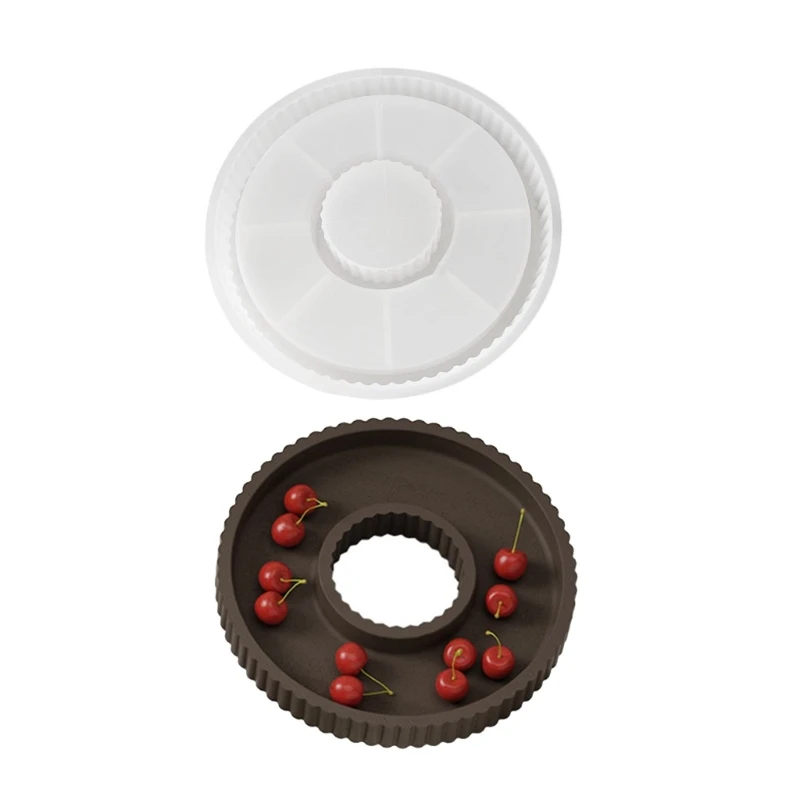 

E0BF Versatile Silicone Resin Mold Silicone Tray Molds Silicone Dish Molds Hollow Round DIY Craft Moulds for Dish Tray