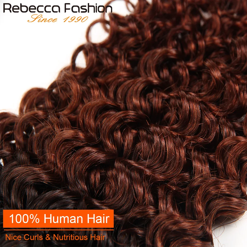 Rebecca Remy Human Hair Weave Bundles Brazilian Dream Curly Human Hair Bundles Ombre Blue Pre-Colored for Salon Extension