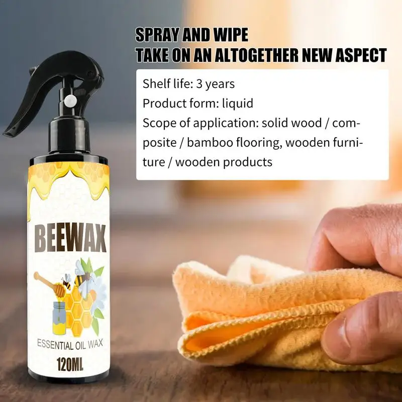 

Beeswax Furniture Polish 120ml All-Purpose Beeswax Wood Cleaner Spray for Household Furniture Protection Polishing Cabinets