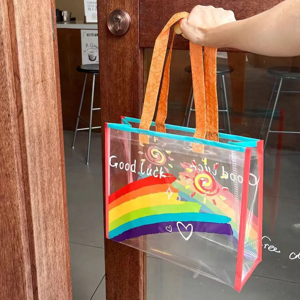 PVC Transparent Regenbogen Umhängetasche Wasserdicht Strand Schwimmen Lagerung Handtasche Große Kapazität Einkaufstasche Totes – Detail 5