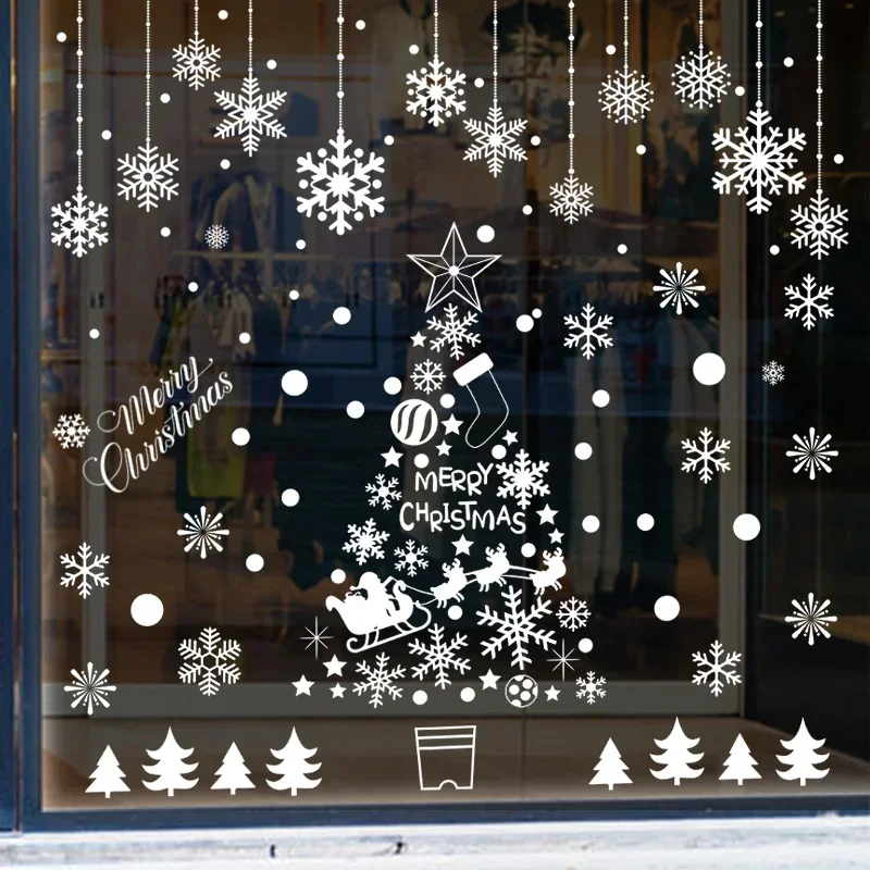 Christmas Santa Claus Snowflake Glass Windows New Year Sticker Wall Decals Wallpaper Wall Stickers Living Room Home Decor Mural wall sticker wall stickers