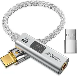 Enhanced USB - C to 3.5mm HiFi Audio Adapter with Dual Chip Amplifier DAC (Silver)