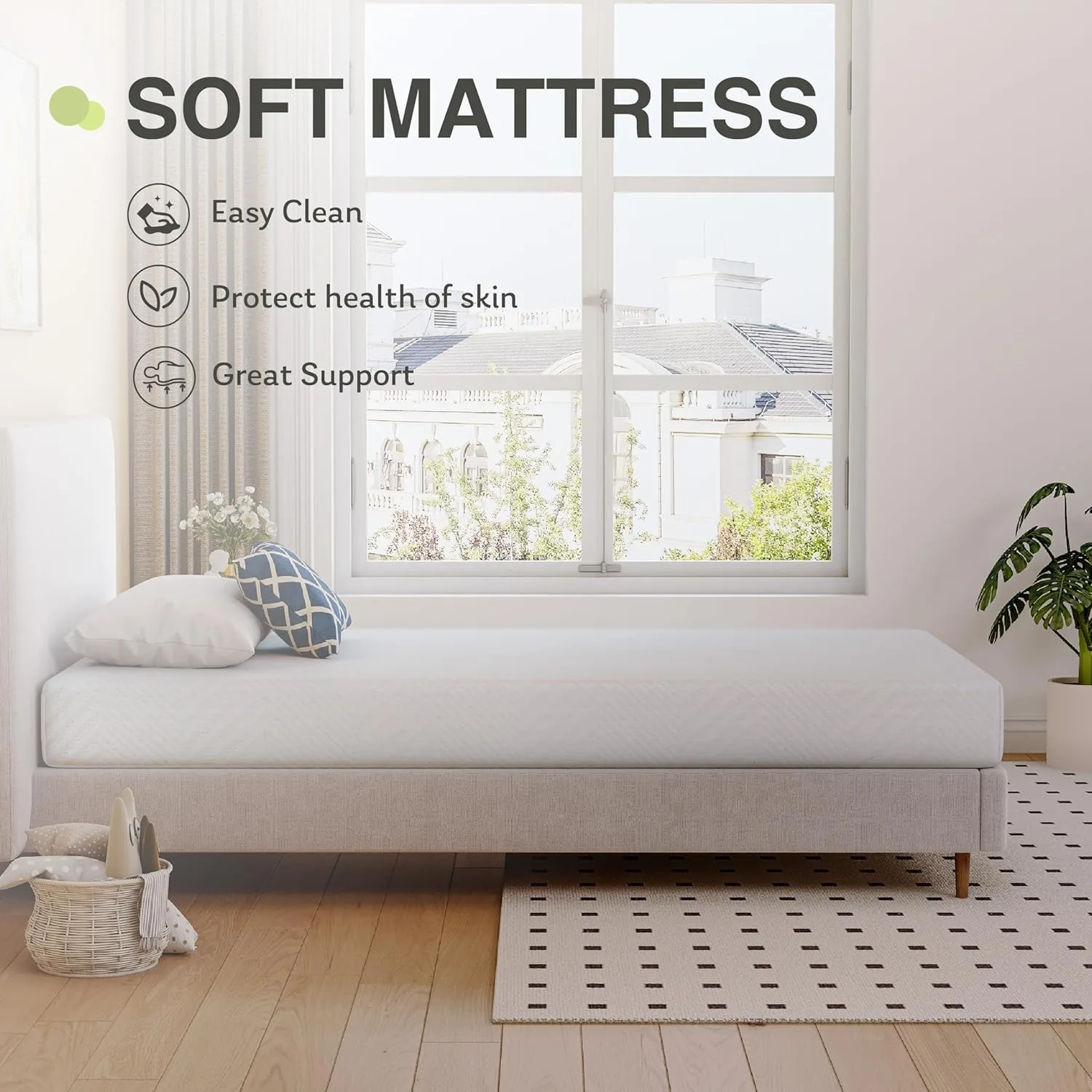 6 inch Mattresses for Kids Bed Single Size Daybed Individual Bunk, Memory Foam Medium Firm 5