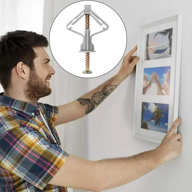 200/20x Plasterboard Dowels พร้อมสกรูยึดเจาะสกรูขยายหลอด Drywall Anchor Fastener ชุดเครื่องมือฮาร์ดแวร์ 2