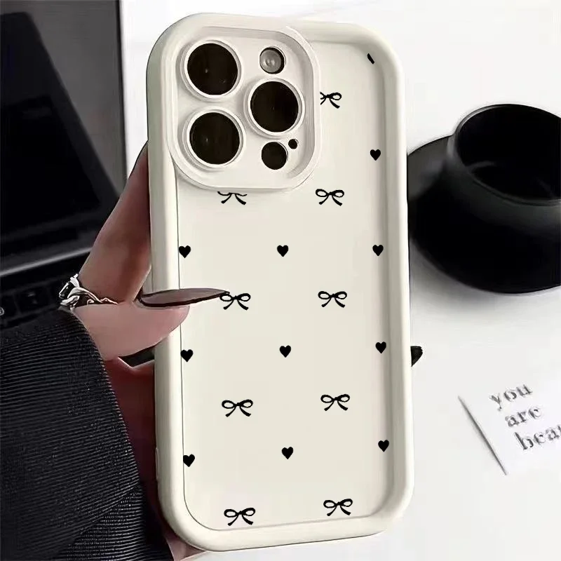 Chic Black Bow Soft Phone Case – Stylish Protective Cover