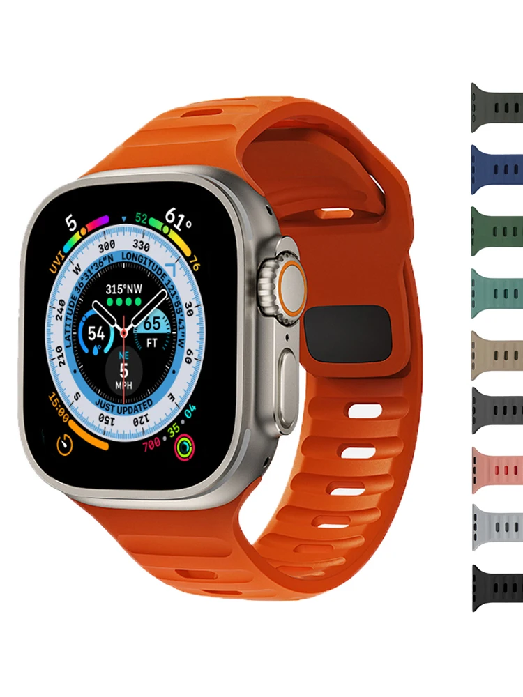 

Мягкий силиконовый ремешок для Apple Watch Band Ultra 49 мм 44 мм 45 мм 42 мм 41 мм 42 мм 38 мм, спортивный ремешок для часов iwatch Serise 8 7 6 5, браслет