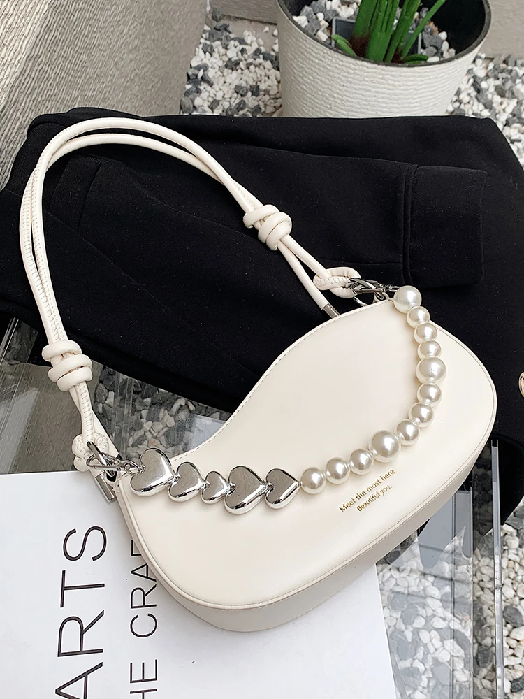 

Маленькие ранцы с жемчужной цепочкой для женщин, дамская сумочка через плечо, модная однотонная сумка через плечо из искусственной кожи на одно плечо