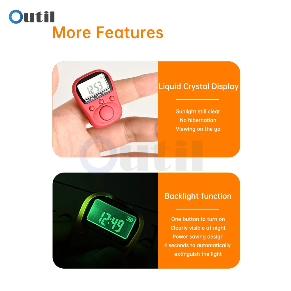 Finger Counter LED Electronic Handheld Tally Counter 7 Channels Clicker Time Luminous Ring Rechargeable