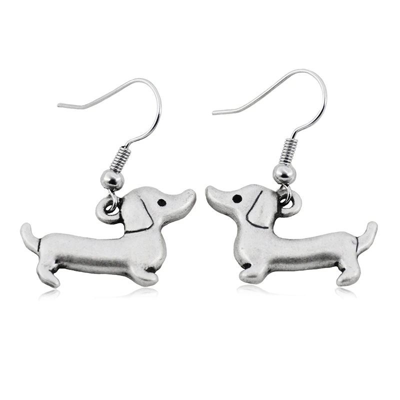 Pendientes colgantes con diseño de perro salchicha para mujer, aretes largos, Color plateado, Vintage|long drop earrings|long earringslong earrings for women AliExpress