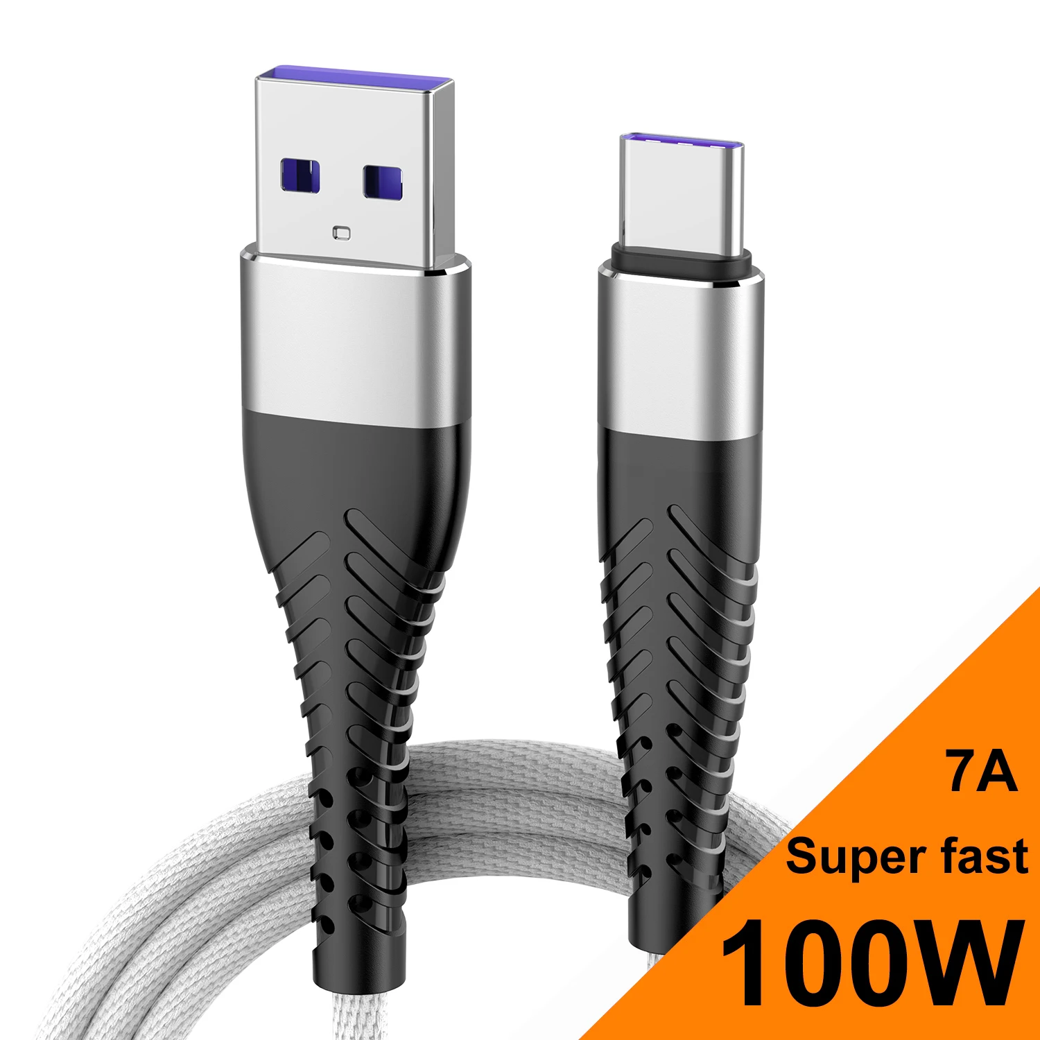 90 Grados 7A 100W Carga Súper Rápida Cable USB Tipo C Cargador De Datos-USBC  1M 2M 3M