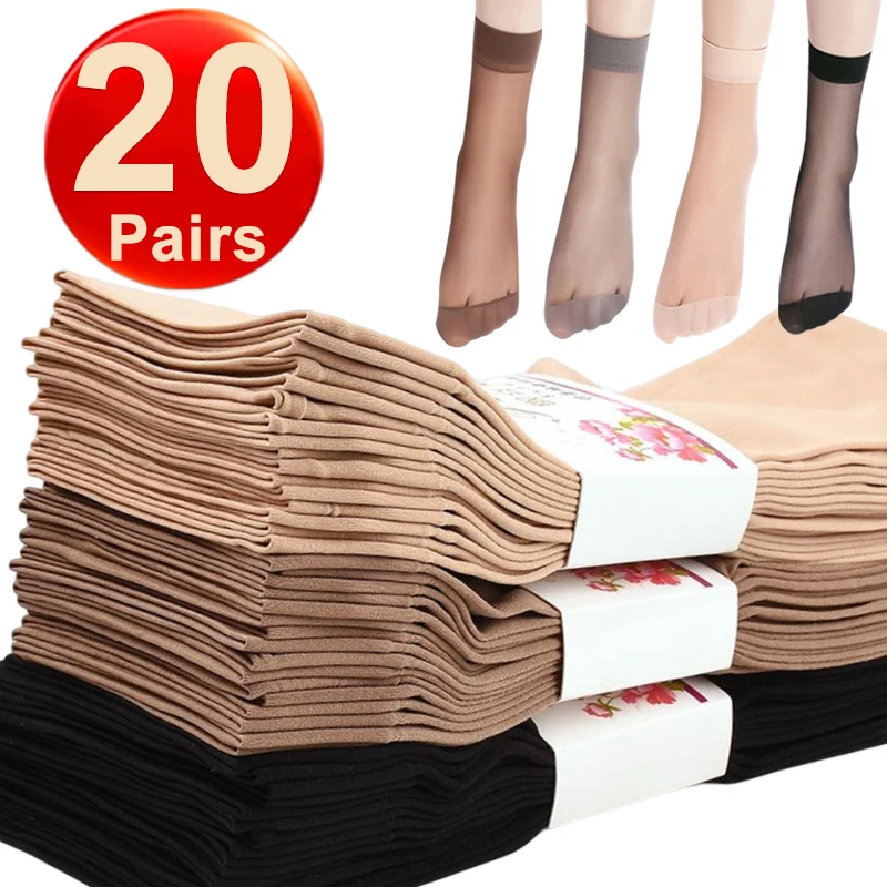 Womens socks women socks ankle socks transparent socks summer socks 20Pairs summer socks skin color transparent ultrathin women crystal silk socks nylon ladies female summer short ankle sock