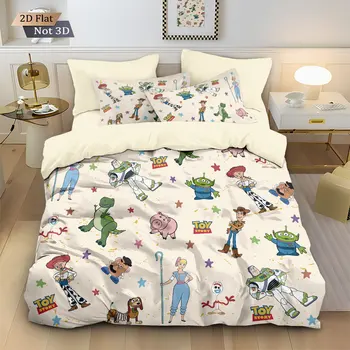 Story Animation Boy Quilt Cover Set 2-Piece, 3D Printed Bedding Set With Zipper and Pillowcases 75*50cm for Teens And Adults 1