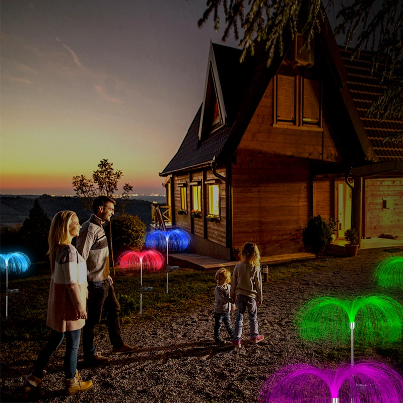 Tanie Lampy ogrodowe na energię słoneczną kabel światłowodowy Jellyfish świecący do sklep