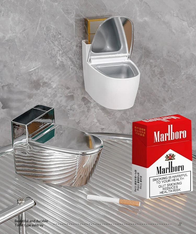 Description Picture 6 of itemCreative Funny Commode Design Toilet Ashtray with Lid - Wall-Mounted Bathroom Cigarette Ashtray For Home Office