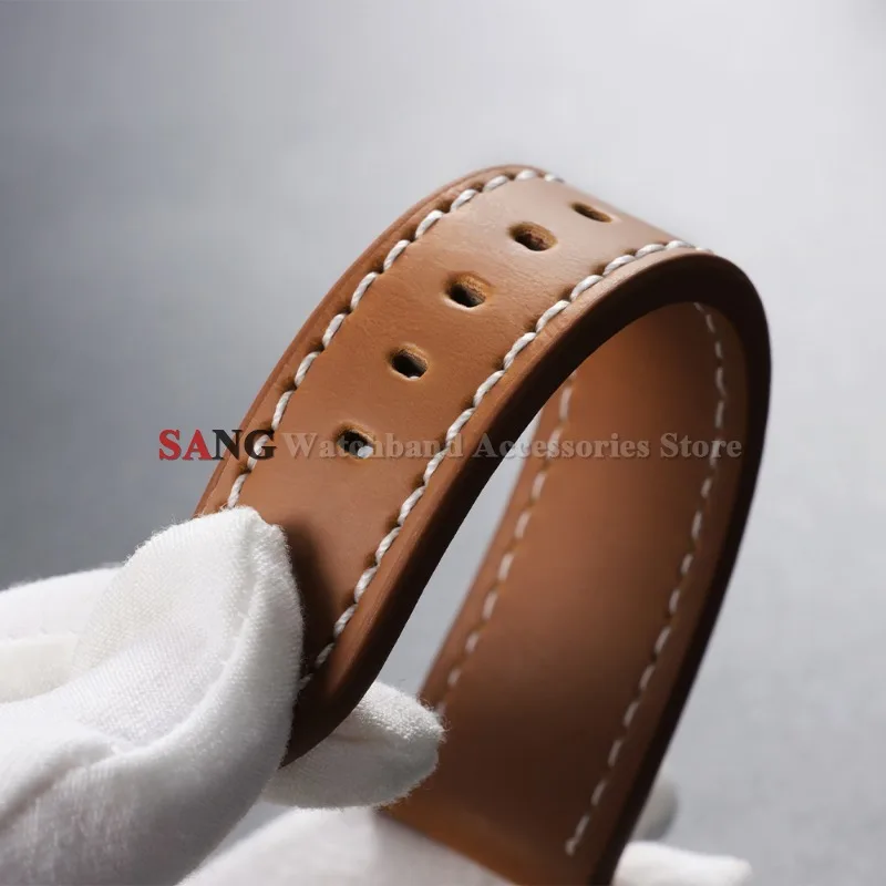 Premium Genuine Leather Watchband with Vintage Stitching – Universal Sport Strap