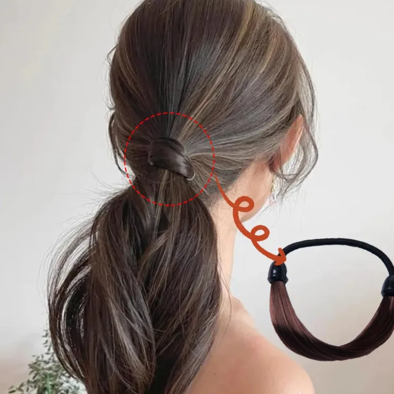 Synthetic Wig Rubber Band for Women Korean Faux Wig Elastic Hair Rope Simple Ponytail Holder Hair Band Headwear Hair Accessories