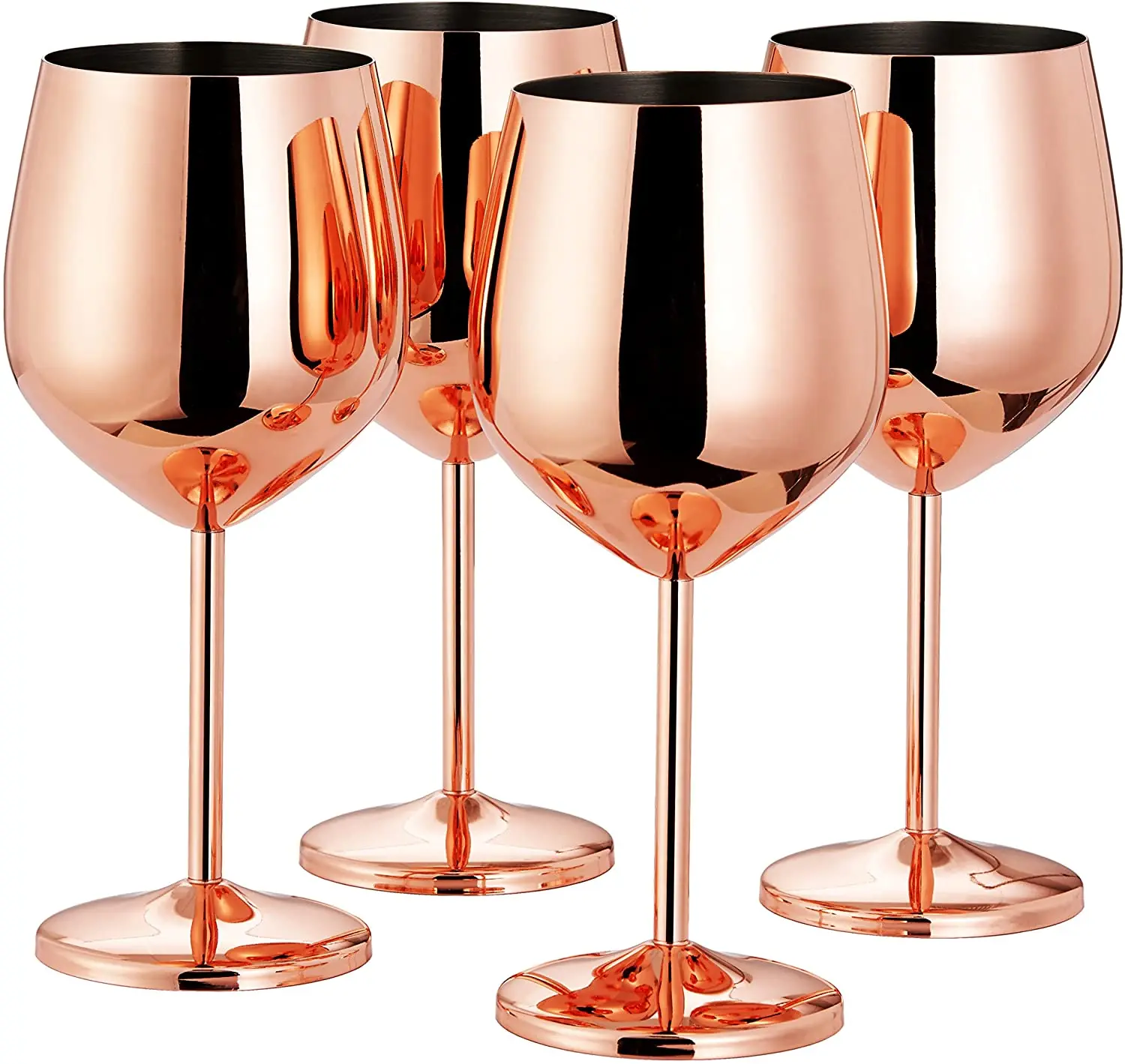 Stemmed Champagne Flute Glasses in Rose Gold-Tone Finish, Set of 6