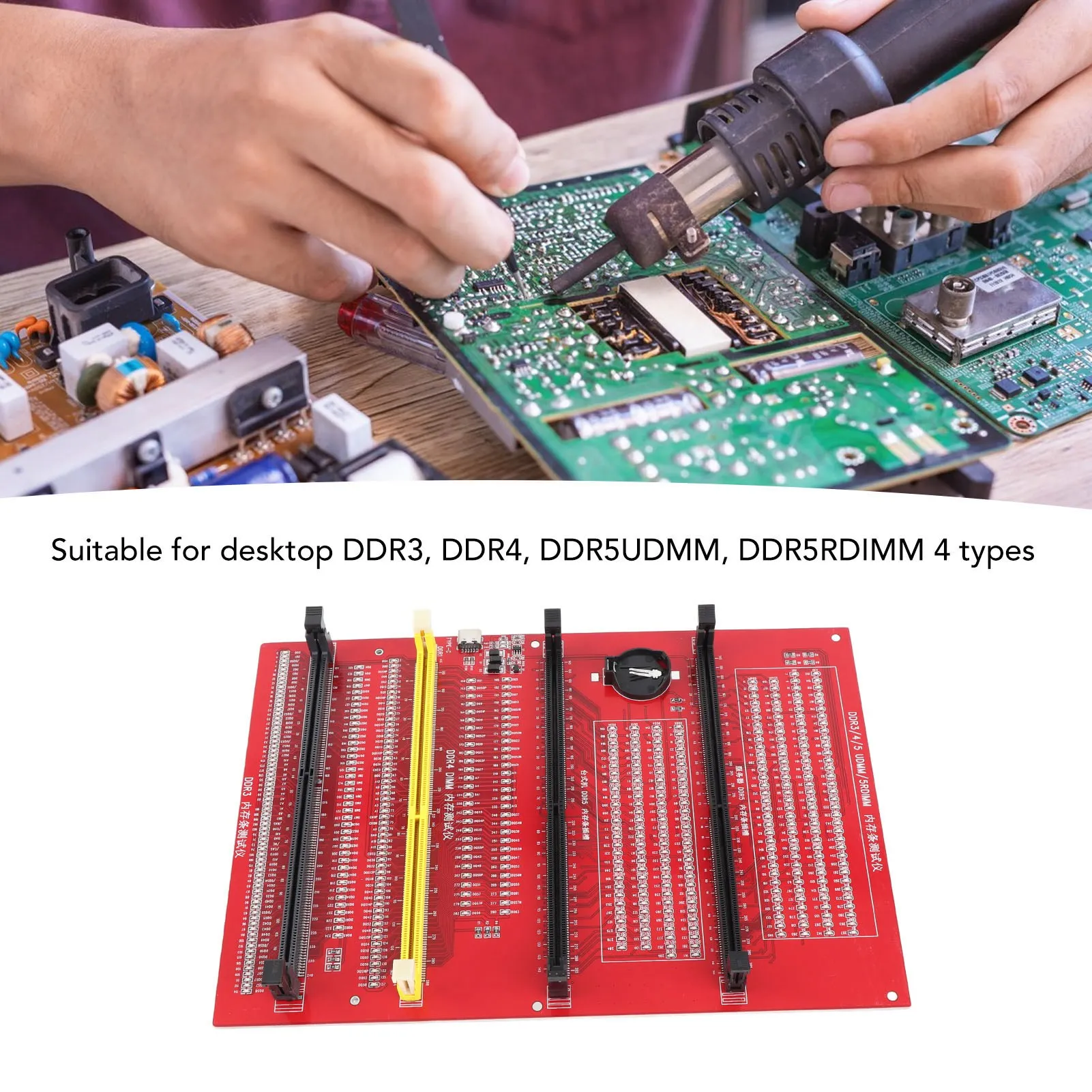 RAM Memory Diagnostic Analyzer 4 in 1 Desktop DDR3 DDR4 DDR5UDMM DDR5RDIMM RAM Memory Tester Card with Light