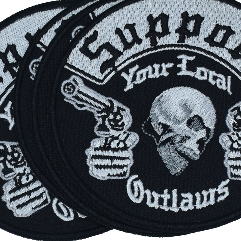 Custom Embroidery 4 Round Patch Biker Embroidered Outlaw MC Badge Patches
