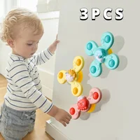 3Pcs/Set Early educational marine animal sucker spinning Baby Bath toy Bathing Spinner Cartoon Rattles Fidget Toys For Children 1