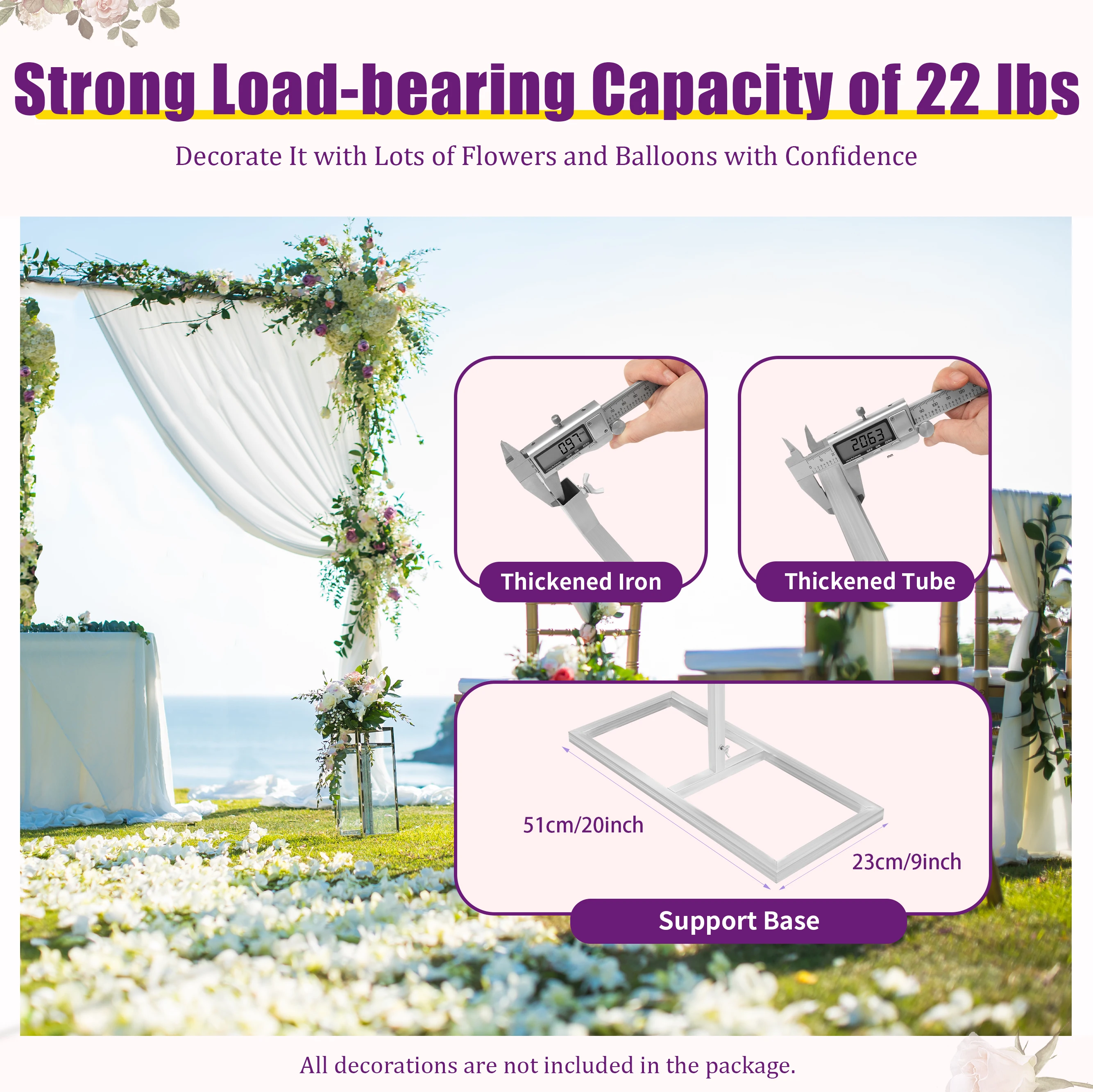 Wedding Backdrop Stand+6*3m Size, Metal Wedding Flower Stand+Iron Pipe, Background Stand+10kg Load, For Weddings Birthday Parties Christmas Valentine's Day Banquets Anniversaries Graduation Photo Studio Store Openings