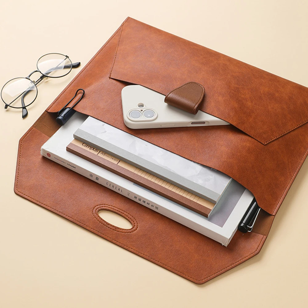 Customized Name: A4 Business File Bag, Leather Material, Thick and Waterproof Storage Bag, Office Bag, Bill Bag