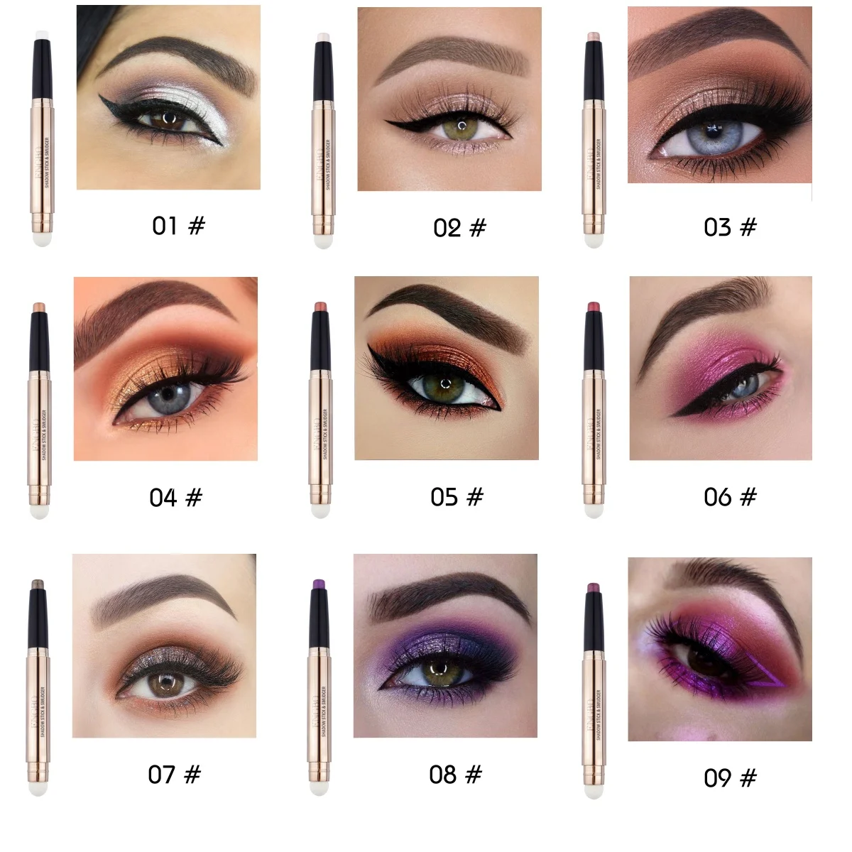 

6pcs/set Double-head Monochrome Eyeshadow Stick Metallic Shimmer Ultra Pigmented Long Lasting Cream Eye Shadow Pen Makeup Tools