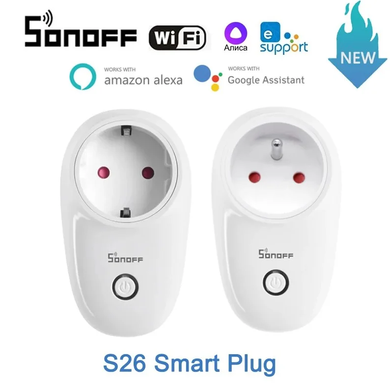 Sonoff S26R2 Wifi Smart Plug Wireless Smart Socket Switch Timing Smart Voice Remote Control Tramite Ewelink Google Alexa