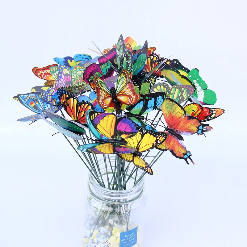 Butterfly Decoration Stakes 10/20/50pcs 3D Artificial Butterfly Yard Planter Flower Pot Home Party Garden Patio Decoration