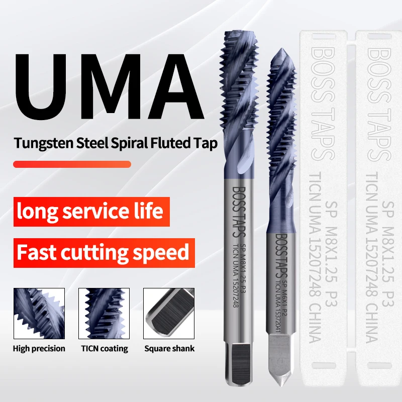 Carbide Tungsten Steel JIS Standard Spiral Fluted Tap UNC UNF 4-40 6-32 Machine Screw Thread Taps Fo