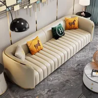 Furniture sofa Italian light luxury leather sofa small apartment living room home high-end designer straight row 3