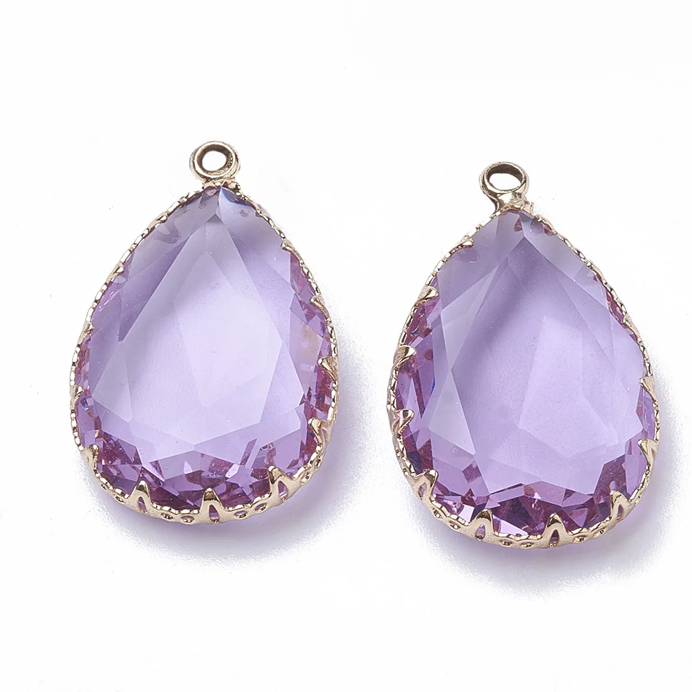 30Pcs Glass Crystal Drop Charms Colorful Faceted Teadrop Pendants for Dangle Earring Bracelet Necklace Jewelry Making Supplies